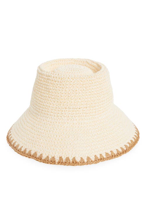 Whipstitch Straw Bucket Hat in Alabaster