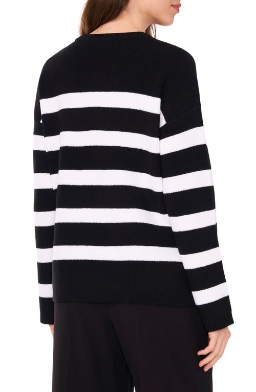 Shop Halogenr Halogen(r) Stripe Crewneck Sweater In Rich Black