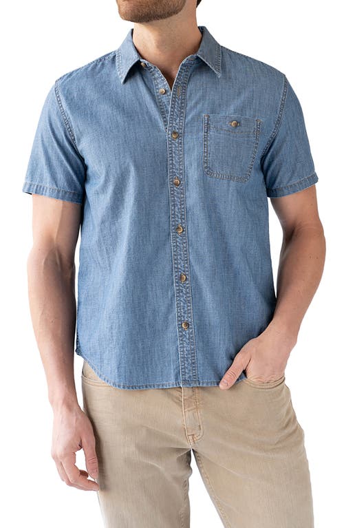 Devil-Dog Dungarees Cotton Chambray Short Sleeve Button-Up Shirt in Midway