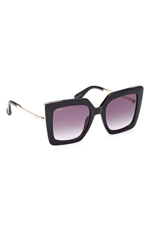 Shop Max Mara Square Sunglasses In Shiny Black/gradient Smoke