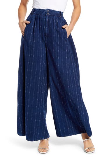 Ag Hadley Pleated Cotton Culottes In Atlas Indigo