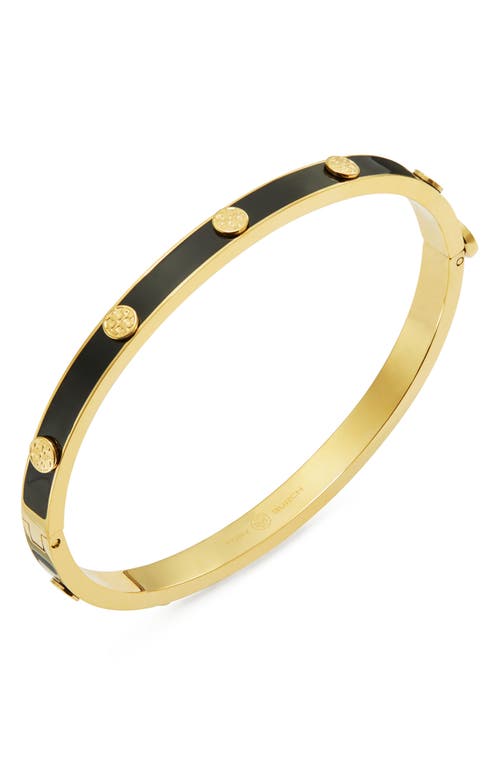 Shop Tory Burch Miller Stud Hinge Bracelet In Tory Gold/black