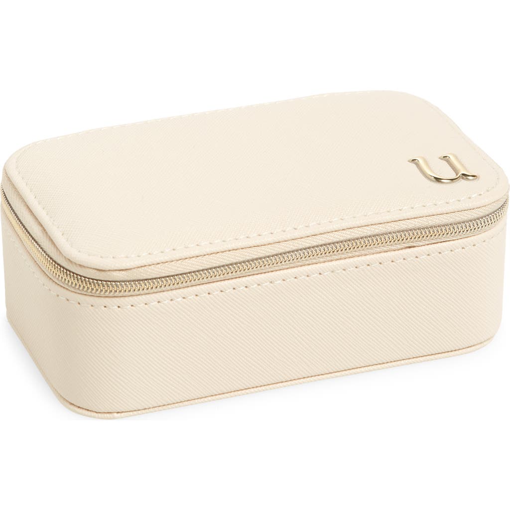 Nordstrom Initial Rectangular Jewelry Box In U- Cream- Gold