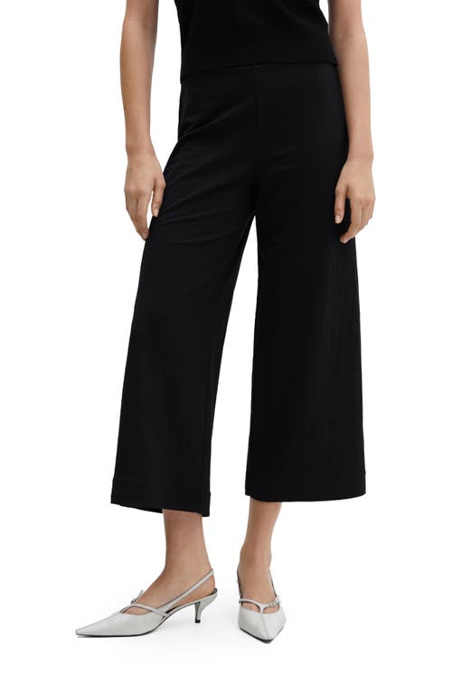 Shop Mango Crop Wide Leg Pants In Black