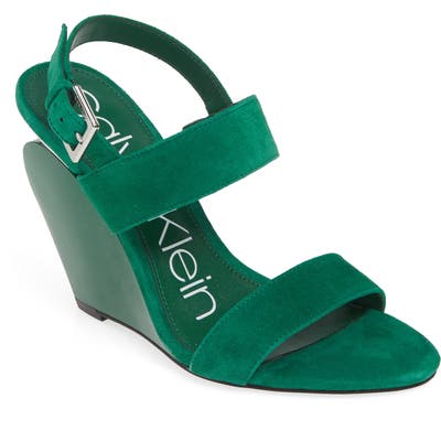 Calvin Klein Leslie Wedge Sandal, Green