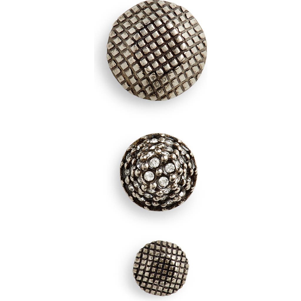 Balenciaga Cagole Set Of 3 Mismatched Earrings In Metallic