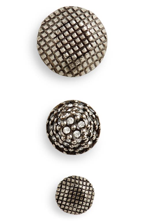 Balenciaga Cagole Set of 3 Mismatched Earrings in Antique Silver/Crystal at Nordstrom