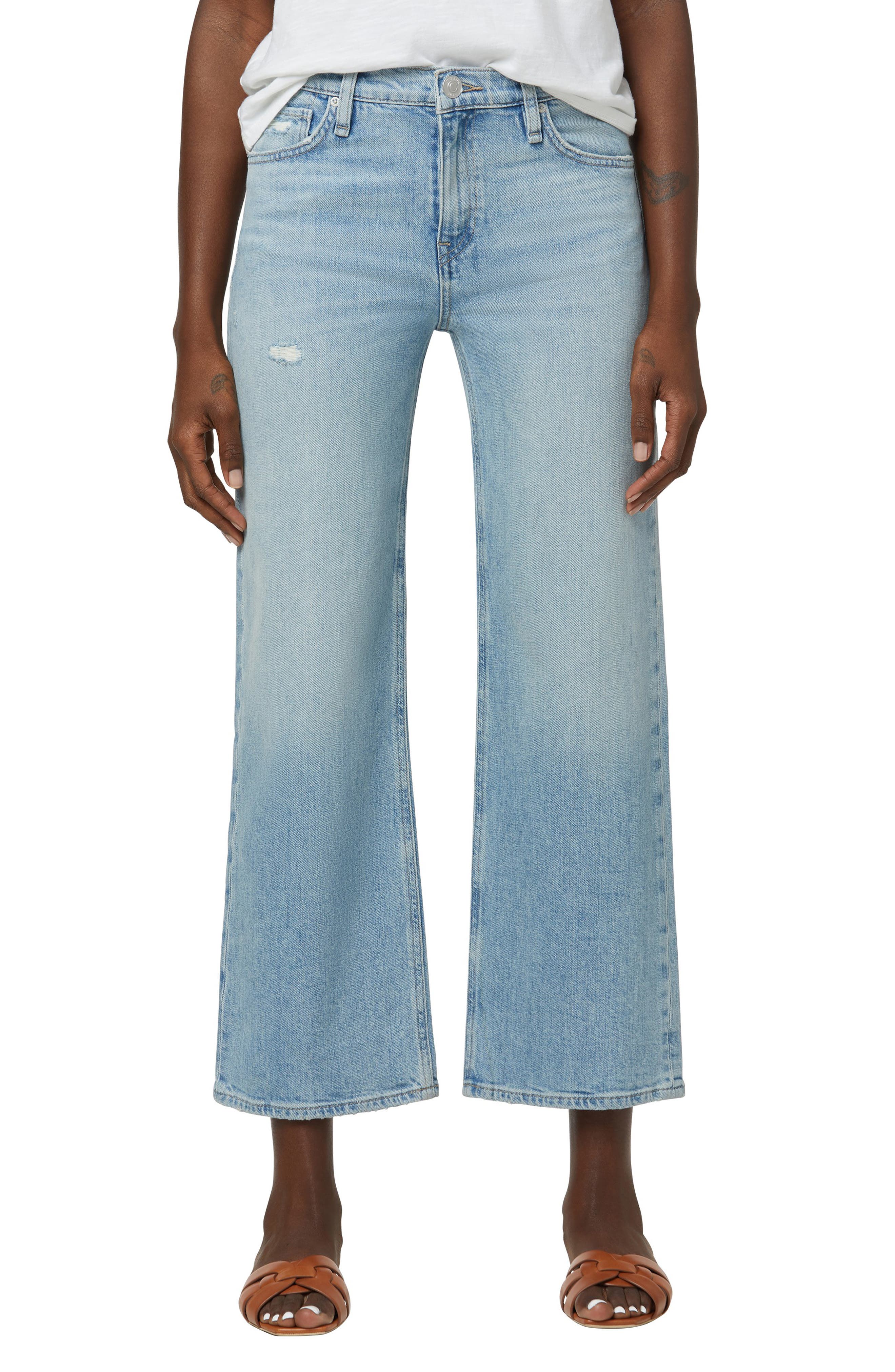 wide leg denim capris