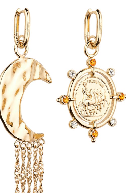 Shop Rabanne Sun & Moon Mismatched Drop Earrings In Gold