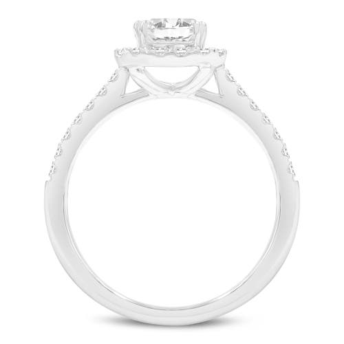 Luvmyjewelry Valora 14k White Gold Emerald Cut Lab Grown Diamond Halo Engagement Ring In 14k White Gold