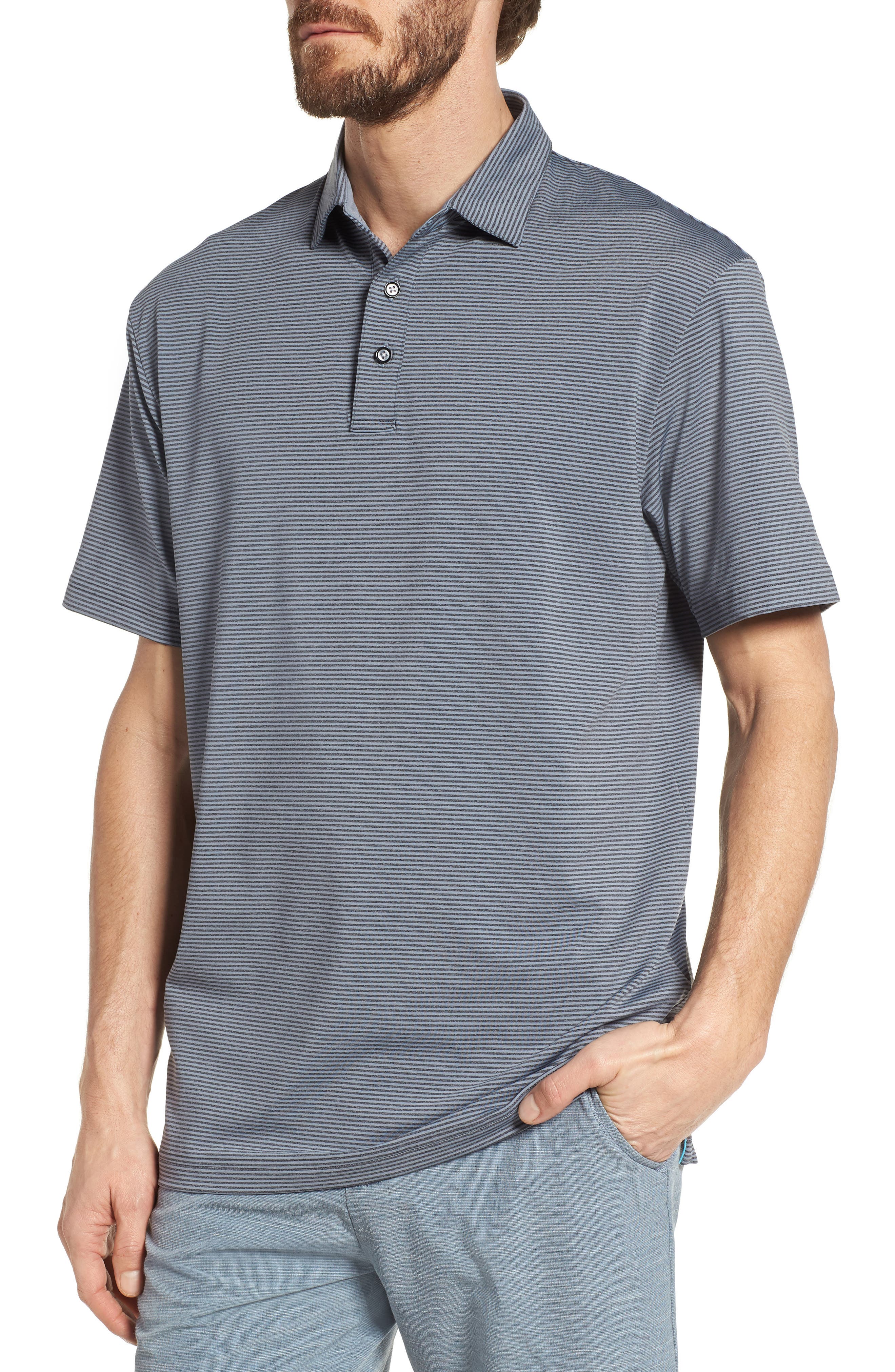 Devereux Oracle Stripe Jersey Polo, Blue