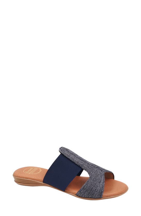 Shop Andre Assous Noor Raffia Slide Sandal In Navy