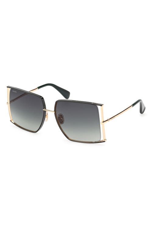 Max Mara Jean Square Sunglasses, 58mm In Deep Gold/deep Green/green