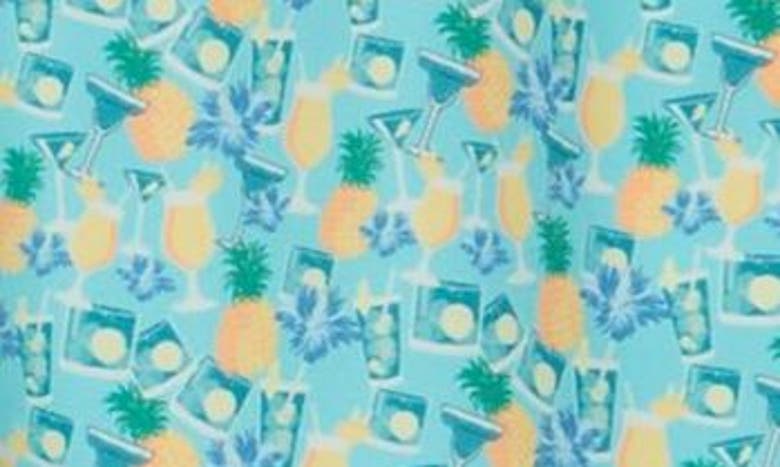 Rainforest Cocktail Print Swim Trunks In Aruba Blue