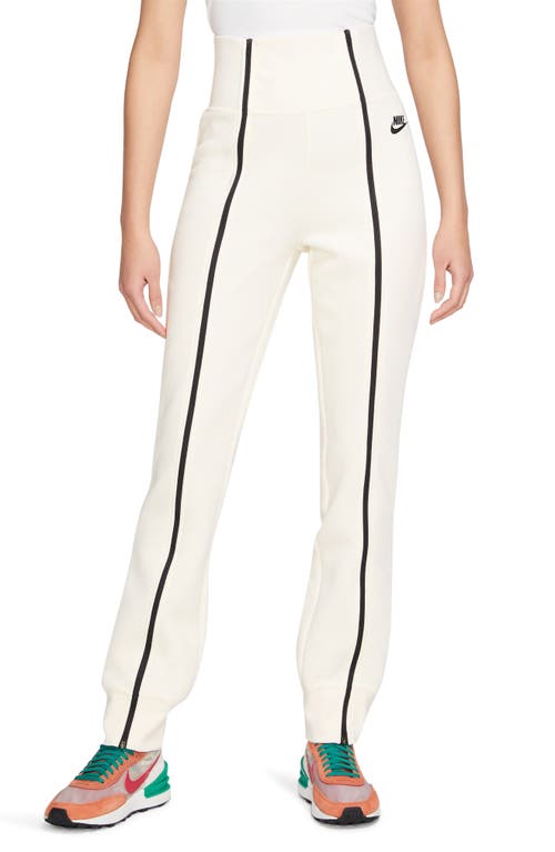Nike Sportswear Tech Fleece High Waist Slim Zip Pants In Pale Ivory/black