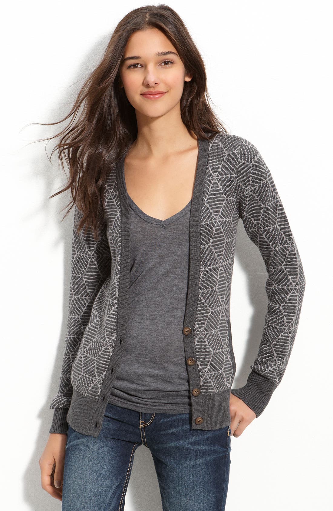 Frenchi® Star Knit Boyfriend Cardigan (Juniors) Nordstrom