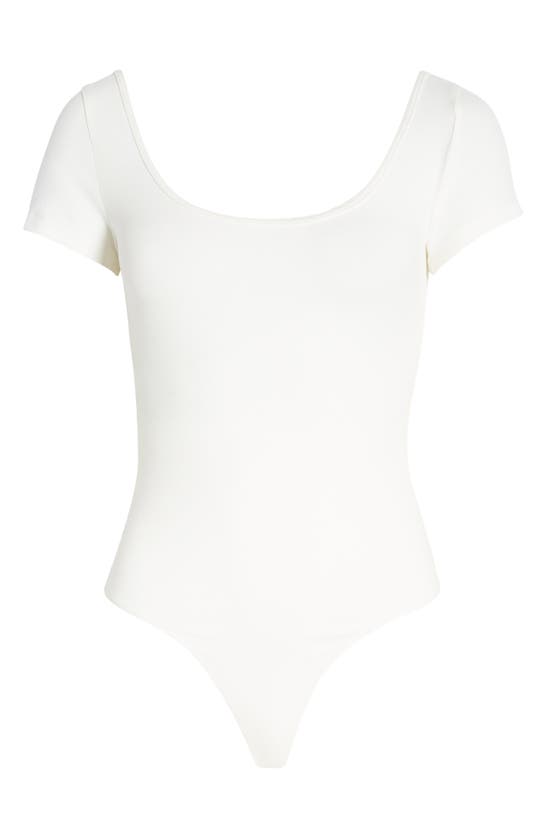 Bp. Scoop Neck Short Sleeve Thong Bodysuit In Ivory