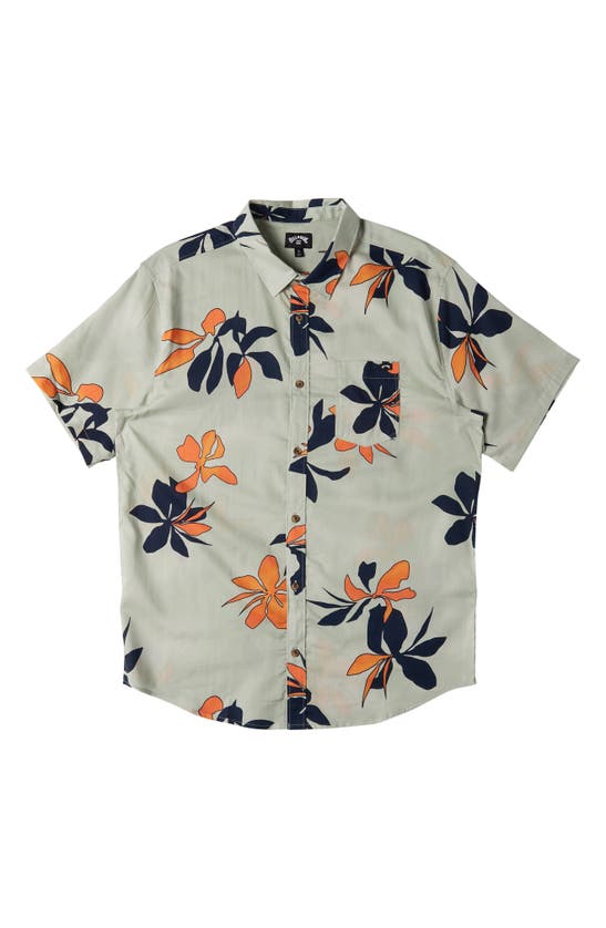 Shop Billabong Kids' Sundays Short Sleeve Button-up Shirt In Seafoam