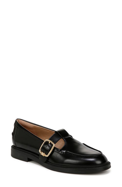 Sam Edelman Elaina T-strap Buckle Loafer Black Leather In Black