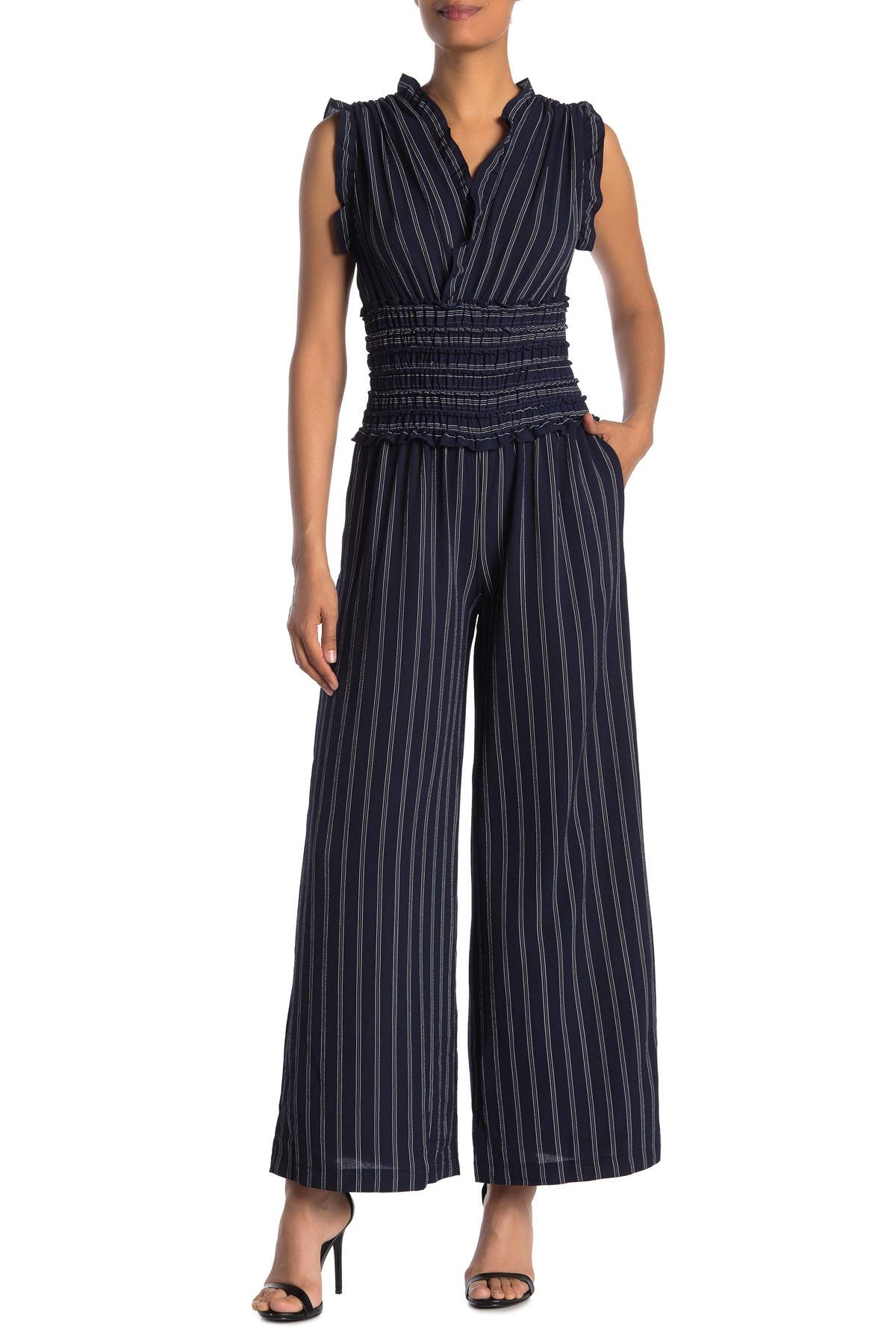 Max Studio VNeck Smocked Waist Jumpsuit Nordstrom Rack