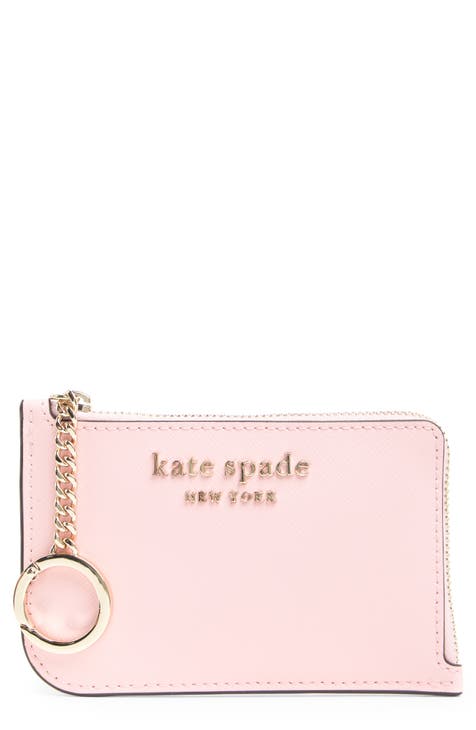 pink leather card case