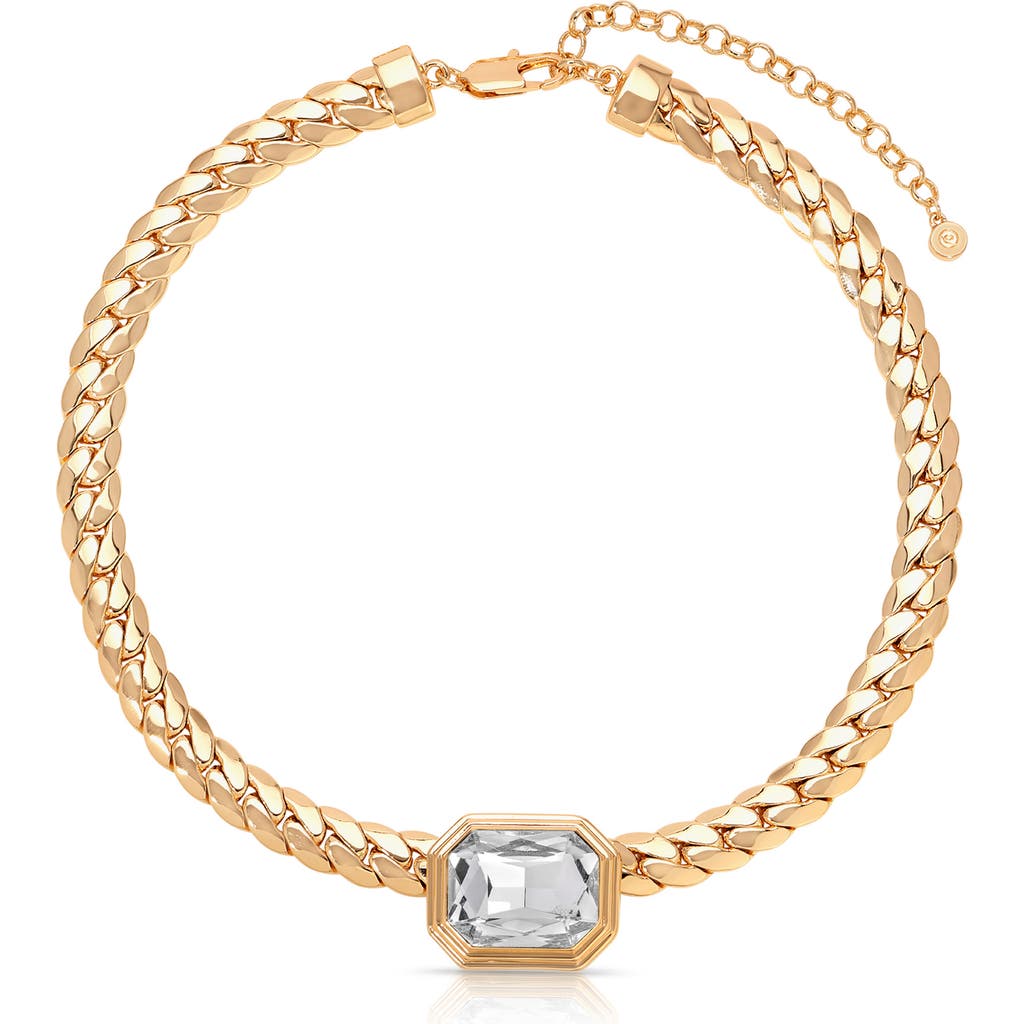 Ettika Deco Crystal Statement Cuban Chain Necklace In Gold