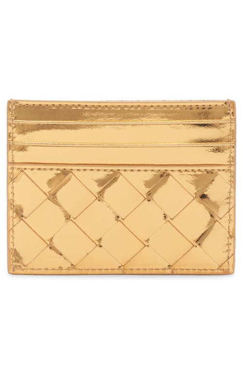 Bottega Veneta Intrecciato Credit Card Case In Gold/brass
