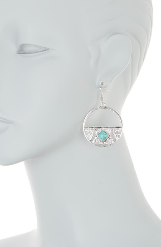Shop Melrose And Market Imitation Turquoise Half Disc Drop Earrings In Turquoise- Rhodium