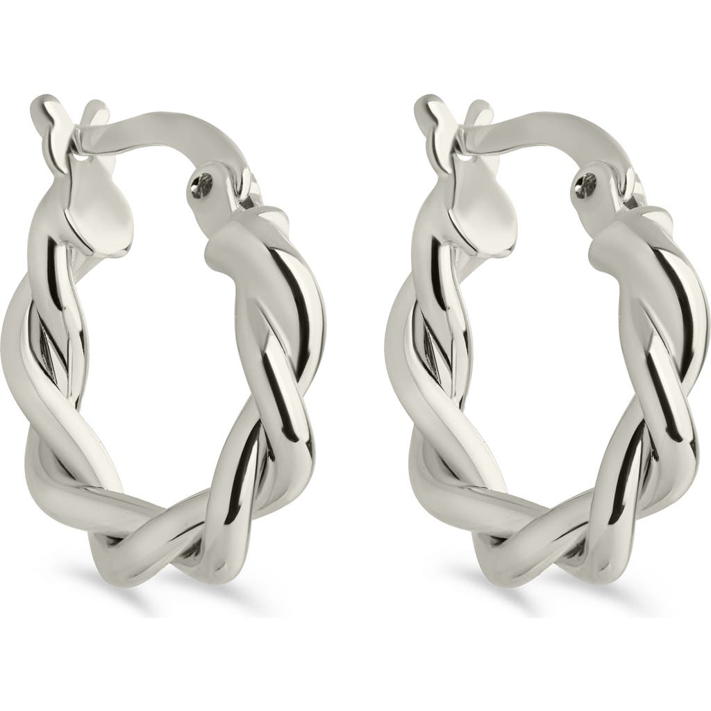 Sterling Forever Hazel Twisted Huggie Hoop Earrings In Silver