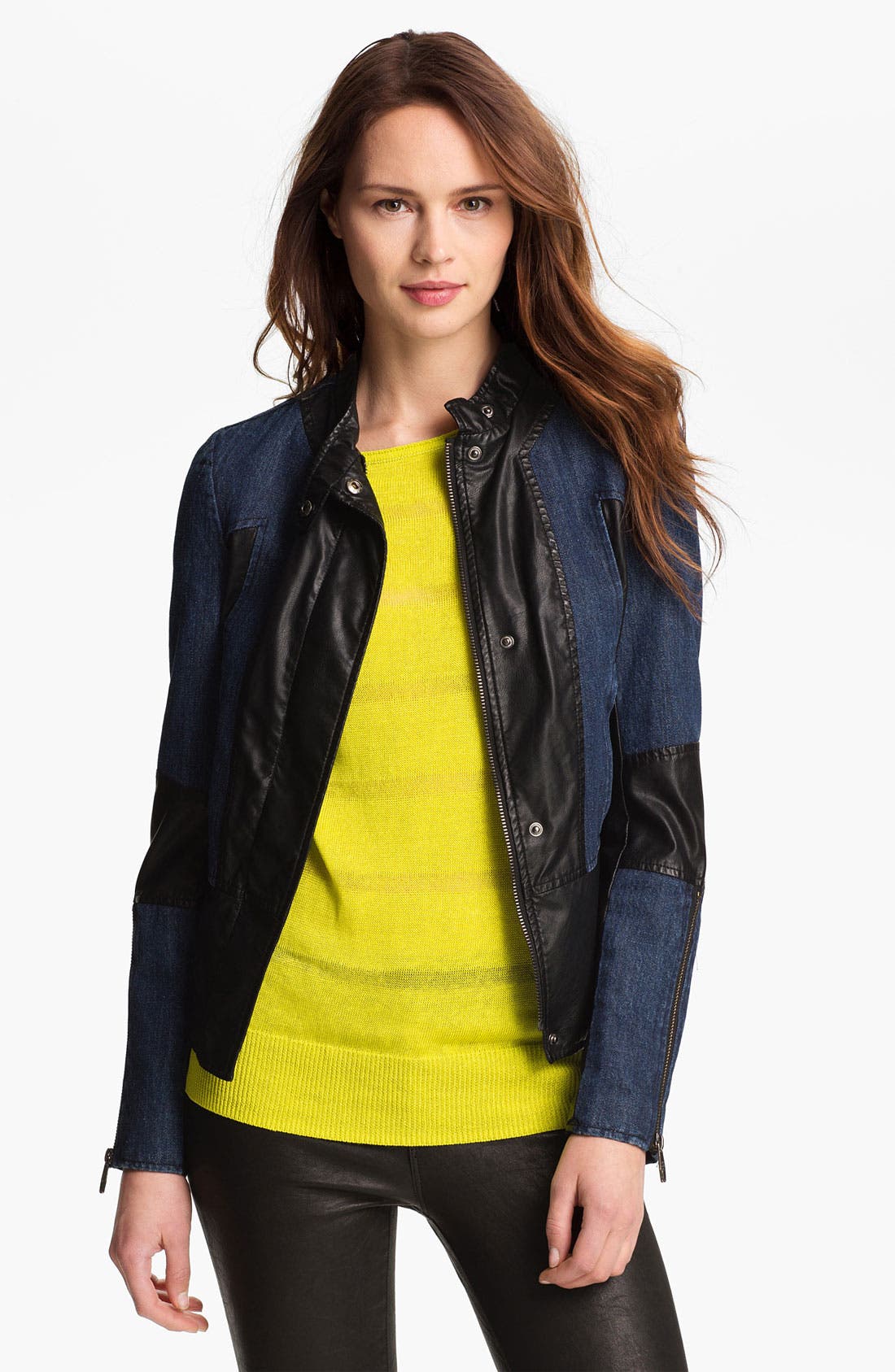 Steve Madden Mixed Media Scuba Jacket Nordstrom