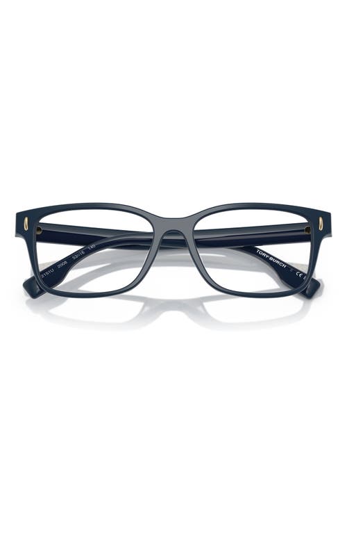 Tory Burch 49mm Rectangular Optical Glasses In Blue
