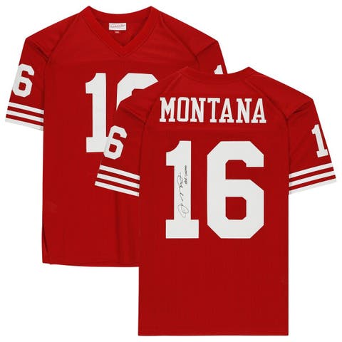 Joe Montana Red San Francisco 49ers Autographed Mitchell