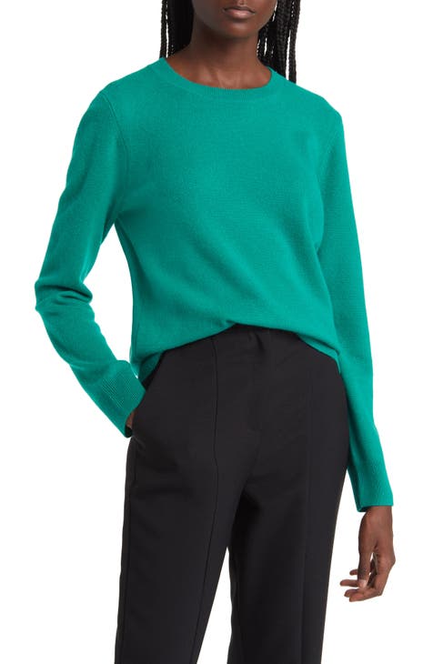 Nordstrom Cashmere New Long Sleeve Green Lightweight Top Medium - Sweaters