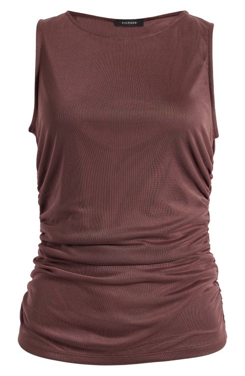 Halogen ® Side Ruched Tank In Deep Mahogany Brown