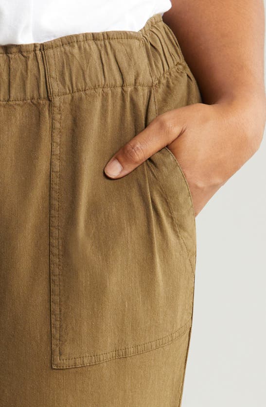 Shop Kut From The Kloth Rosalie Drawstring Ankle Linen Blend Pants In Dark Olive