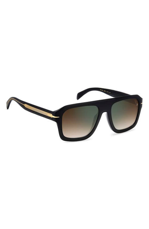 David Beckham Eyewear 54mm Gradient Rectangular Sunglasses In Black Gold/brown