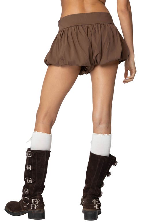 Edikted Adrianna Bubble Micro Shorts In Brown