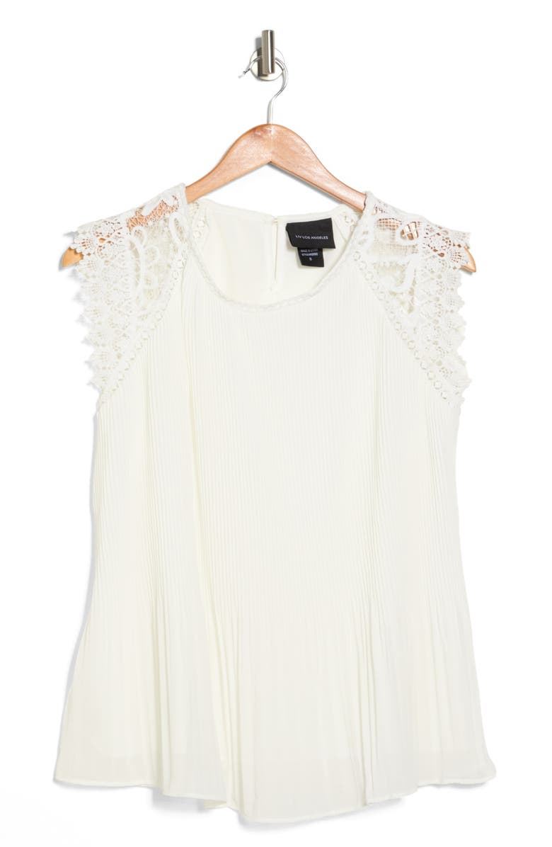 LIV LOS ANGELES Crochet Sleeve Pleated Blouse | Nordstromrack