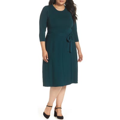 Plus Size Eliza J Fit & Flare Sweater Dress, Green