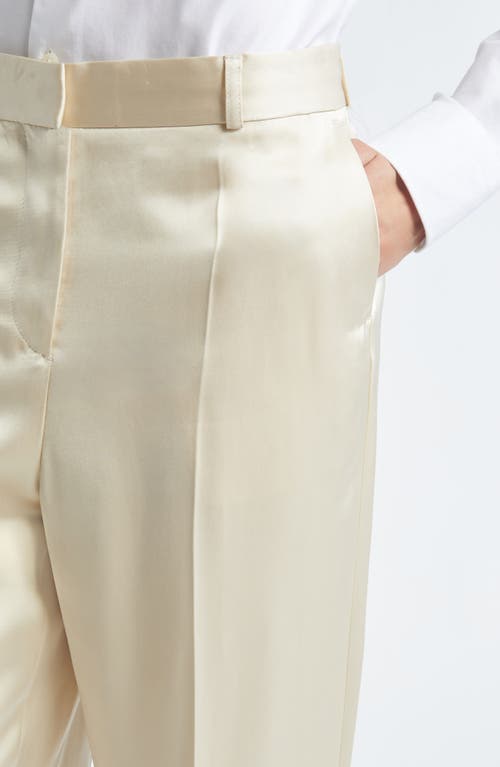 Shop Totême Toteme Satin Trousers In Ecru