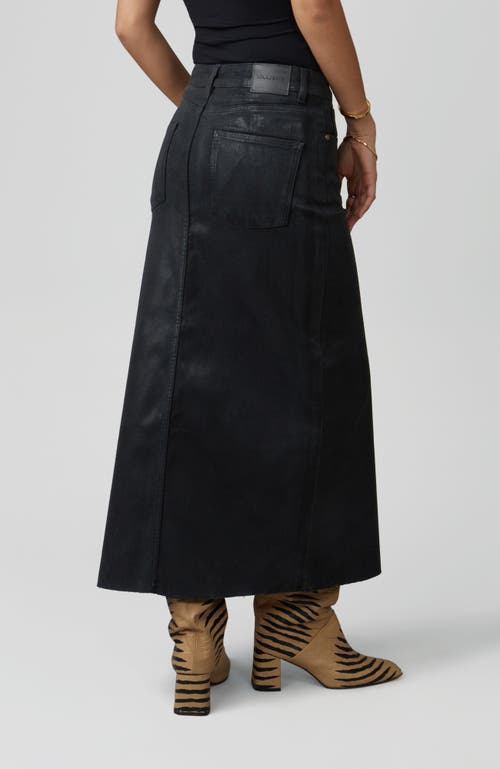 Shop Lola Jeans Halston High Rise Denim Maxi Skirt In Coated Black
