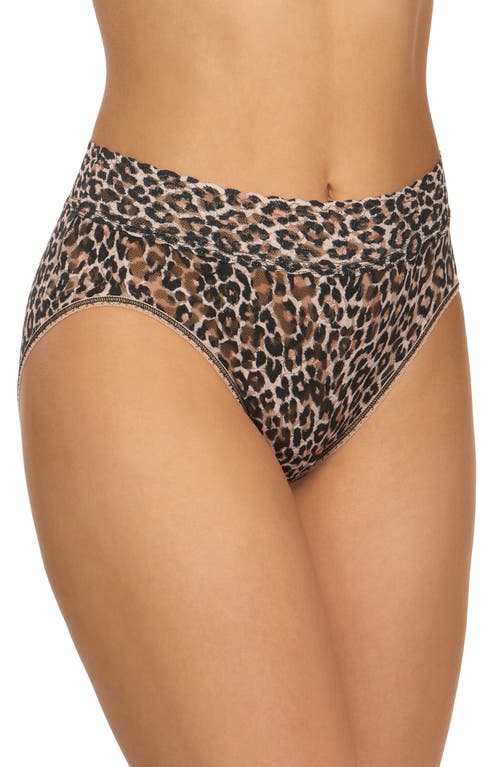 Hanky Panky Leopard Print Signature Lace French Briefs In Brown/black