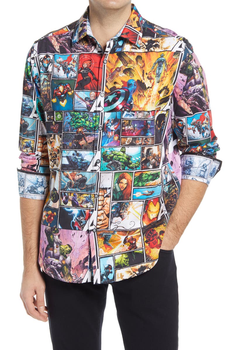 x Marvel Avengers Unite Long Sleeve Button-Up Shirt | Nordstrom