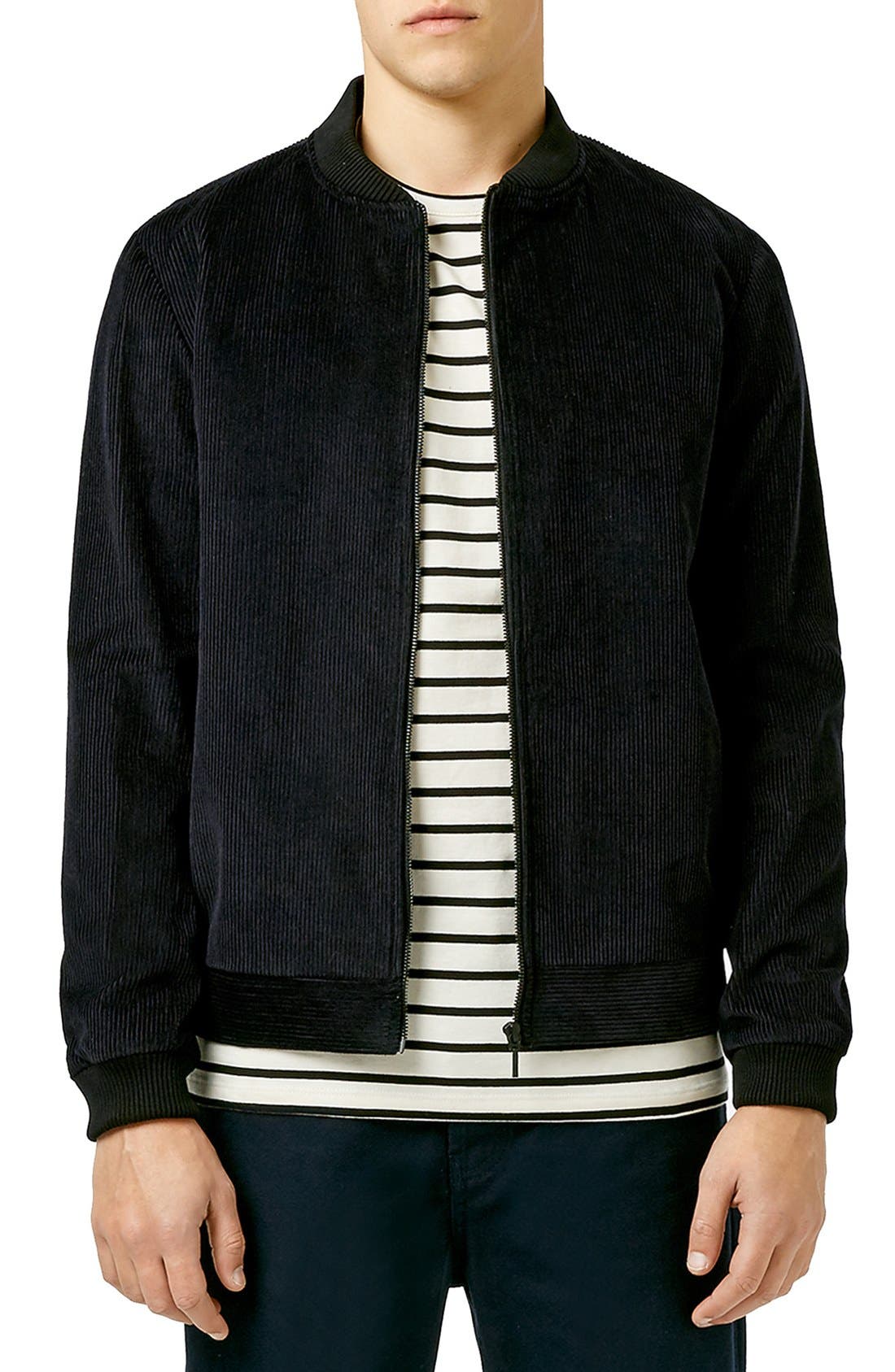 Topman Tailored Black Corduroy Bomber Jacket Nordstrom