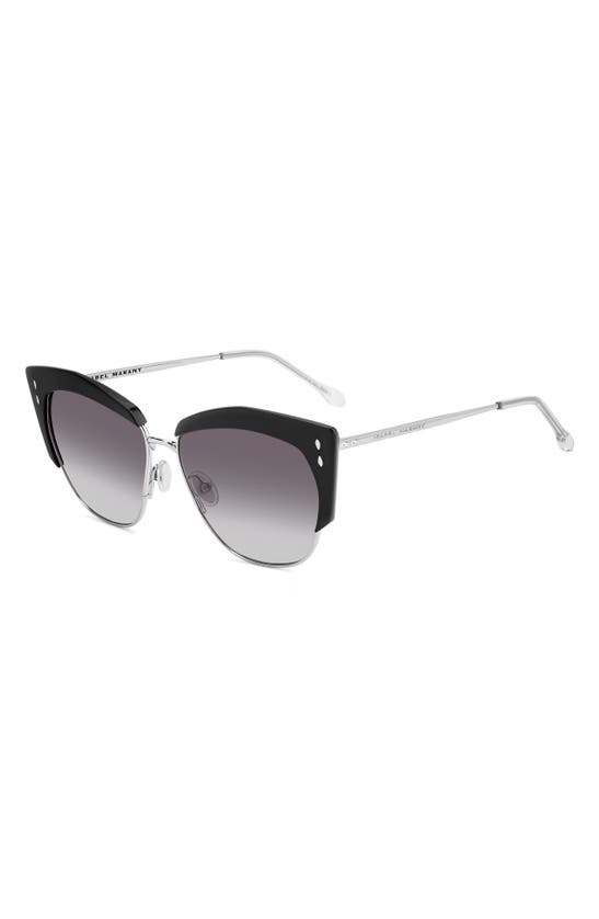 Shop Isabel Marant 58mm Gradient Cat Eye Sunglasses In Black Silver/ Grey Shaded