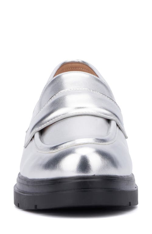 New York And Company Abbey Faux Leather Loafer In Silver Metallic