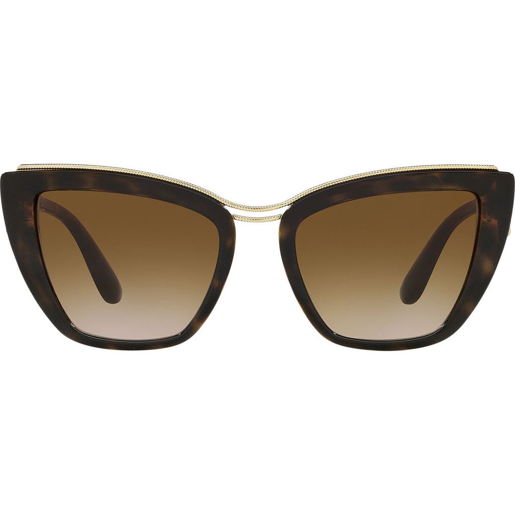 Dolce & Gabbana Dolce&gabbana 54mm Gradient Cat Eye Sunglasses In Havana/gradient Brown