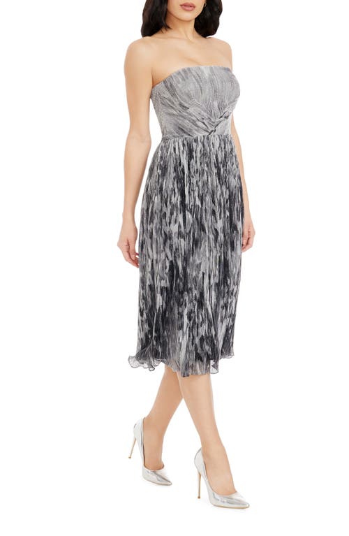 DRESS THE POPULATION DRESS THE POPULATION NADINE METALLIC STRAPLESS FIT & FLARE COCKTAIL DRESS