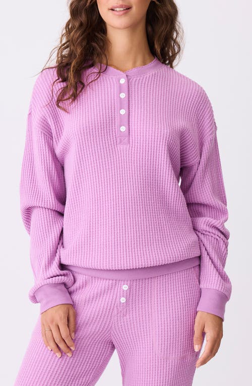 Shop Pj Salvage Seeing Stripes Waffle Knit Pajama Top In Lilac