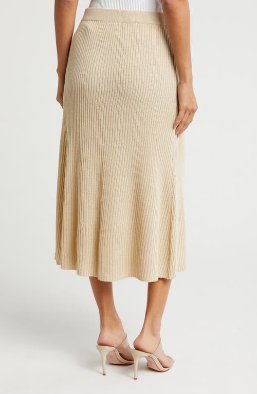 Gemma + Jane Ribbed A-line Sweater Skirt In Khaki Gold